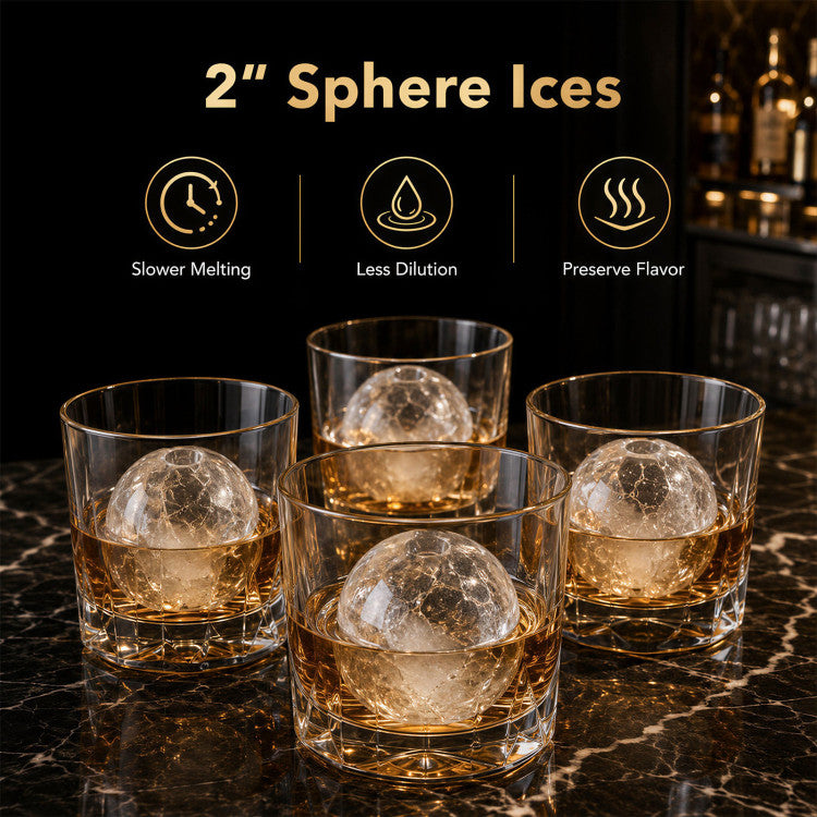 Countertop Ice Ball Maker - 2 Inch Spheres, 150 Daily Capacity