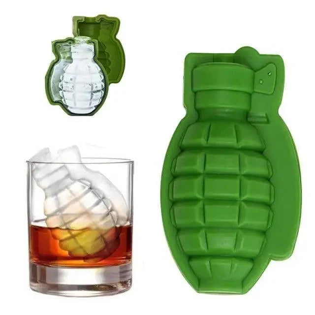 Novelty Silicone Ice Cube Tray - Skull, Bullet, Pistol, Grenade & Octopus Molds