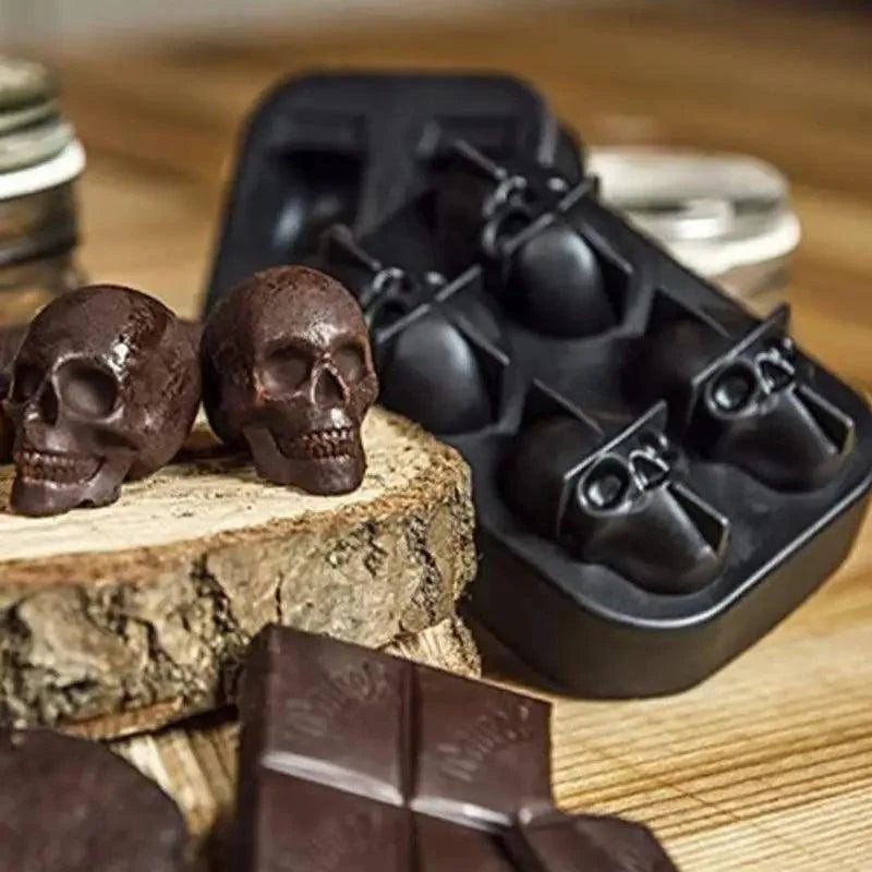Novelty Silicone Ice Cube Tray - Skull, Bullet, Pistol, Grenade & Octopus Molds