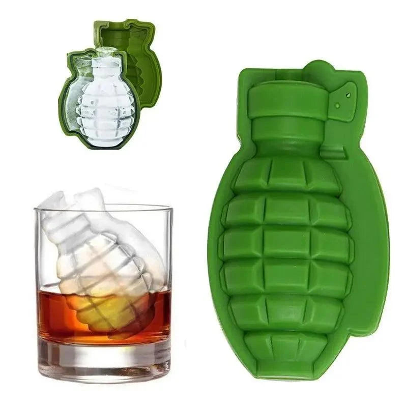 Novelty Silicone Ice Cube Tray - Skull, Bullet, Pistol, Grenade & Octopus Molds