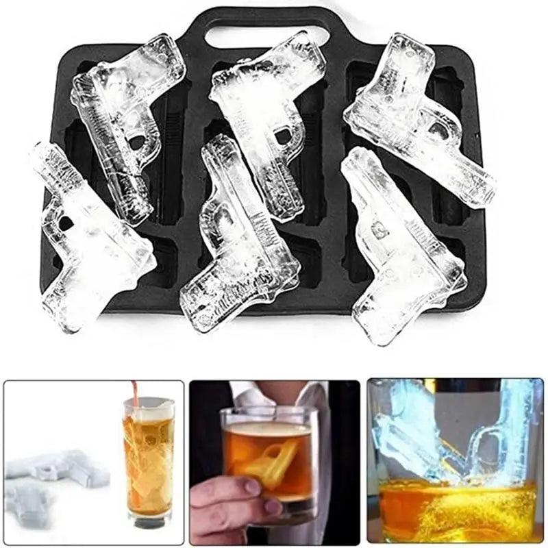Novelty Silicone Ice Cube Tray - Skull, Bullet, Pistol, Grenade & Octopus Molds