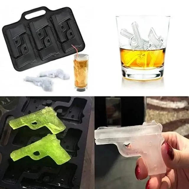 Novelty Silicone Ice Cube Tray - Skull, Bullet, Pistol, Grenade & Octopus Molds