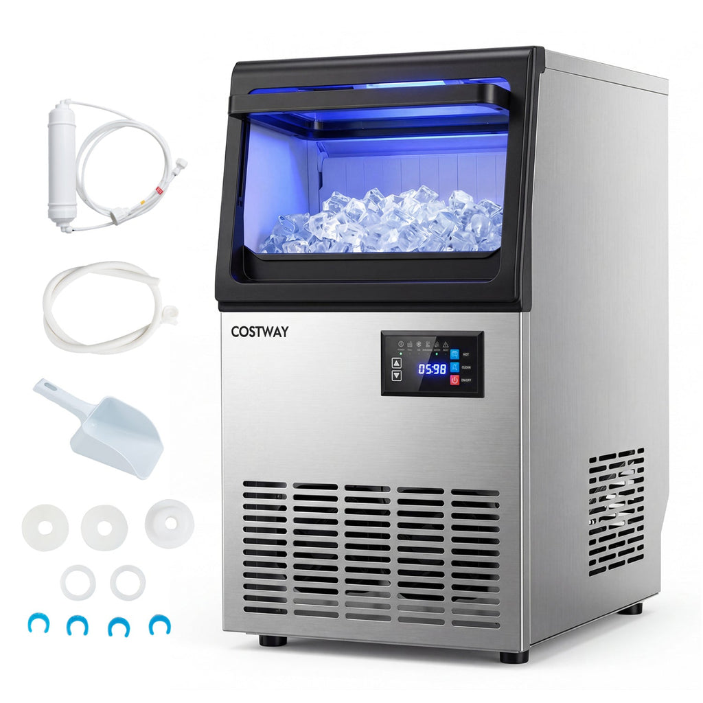 Stainless Steel Spray Ice Maker 80 Lbs Per Day with Clear Hard Ice Machine